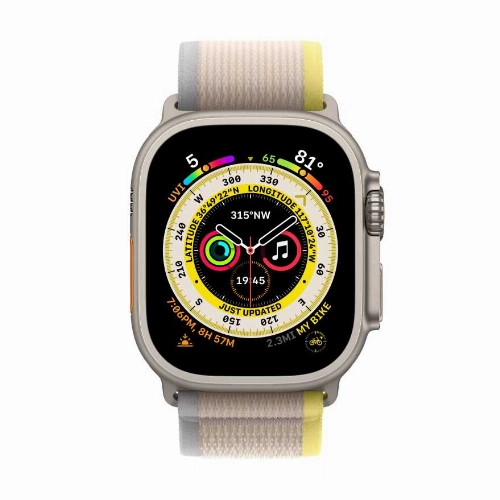 Apple Watch Ultra GPS + Cellular, 49 мм, корпус из титана, ремешок Trail желтого/бежевого цвета, размер S/M